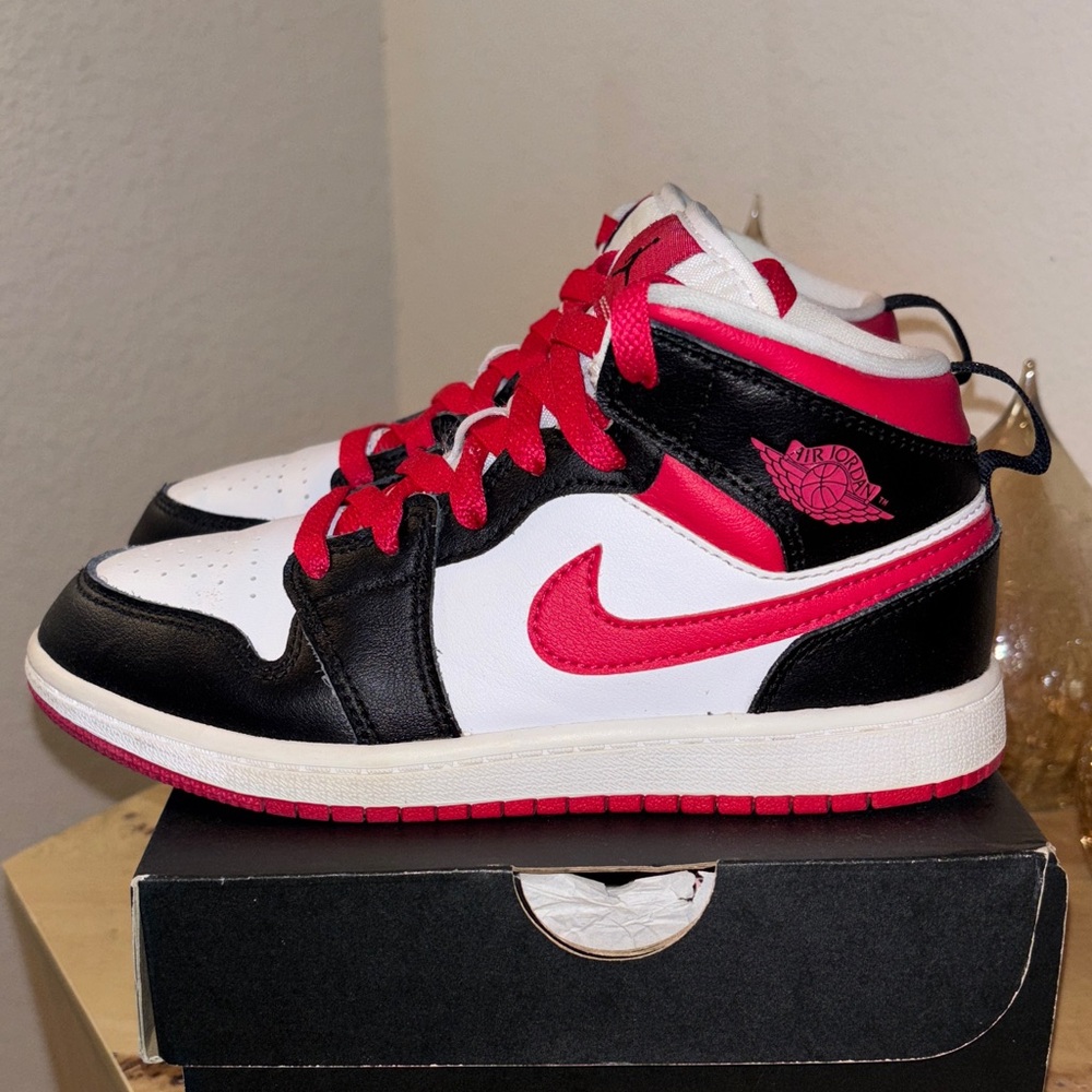 Jordan Kids' Black, White, and Pink Sneakers